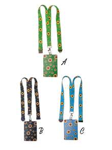 1 件时尚向日葵图案挂绳 - 耐用织物颈带，带钥匙扣夹和蝴蝶手机挂绳，钥匙扣徽章夹 - 彩色 - 查看 15