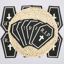 10 buc/20 buc/50 buc Halloween farfurie de hârtie în formă de sicriu RIP farfurie alb-negru farfurie de cină pentru Halloween petrecere consumabile decor de masă