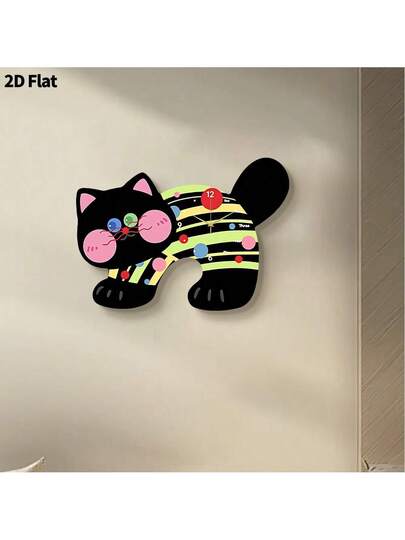 2D Flat 1pc Creative Schattige Home ation Animals Wand Clock, Ultra Quiet Quartz Movement, No Ticking Sound, Painting Klok Living Room, Bedroom Office, able Horloge view 7