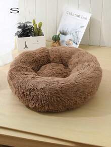 1pc Plush (Non-Removable) Round Warm Thick Pet Bed/Mat Suitable For Medium/Small Cats & Dogs, Indoor Use, Soft & Warm Cat/Dog Bed