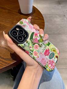 1pc PU Leather Creative Lemon Cocktail, Leopard, Flower, Frog, Letter Sticker Pattern Full Coverage Anti-Slip Soft Phone Case Compatible With Samsung/ 11/12/13/14/15/16 Pro Max, Holiday Gift - Multicolor - View 2