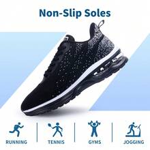 AOV GREEN LEAF AOV Women's Walking Shoes With Air-Cushioned  Easy-On Easy-Off Shoes Slip On Tennis Athletic Gym Running Sneakers - 黑色 - 查看 2