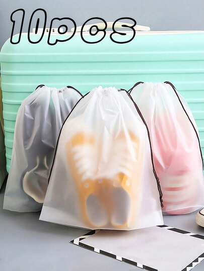 带绳鞋子收纳袋透明鞋袋旅行便携防水鞋子包装袋多功能收纳袋鞋子收纳袋男女旅行用品、家居收纳整理用品