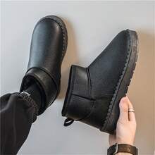 Men's Black Snow Boots, Versatile Thick Warm Snow Boots, Fashionable Ankle Boots, Comfortable Daily Boots - Black - View 3