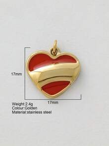 1pc Stainless Steel Heart Shaped Pendant, Handmade DIY Accessory For Halloween, Thanksgiving, Suitable For Necklace, Bracelet, Earrings