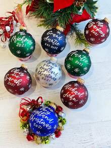 Personalized Name, Greeting, Custom Name Red Christmas Decoration - Personalized "Merry Christmas" Sign With Festive Decorations, Perfect For Tree Decorations And Unique Secret Santa Gifts, Christmas Decorations, Random Colors - Multicolor - View 1
