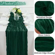 6/12Pack Emerald Green Cheesecloth Table Runner 17x108Inch Spring Easter Cheese Cloth Table Runner 9FT Boho Gauze Table Runners Rustic Sheer Table Runners For Wedding Bridal Party Decor - Màu xanh lá cây đậm - Xem 4