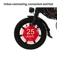 350W Folding Electric Bike For Adults, 15.5 Mi Range, 15.5MPH, 36V 7.5Ah Removable Battery, 14" Tires, 265 LB Load, Ultra-Compact Commuter E-Bike For Urban Riding - 黑色 - 查看 6