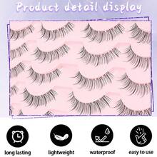 14 Paar natürliche falsche Wimpern im Manga-Augen-Stil, natürlich, weich, leicht und bequem, kurze Wimpernstreifen mit transparentem Band, handgefertigt