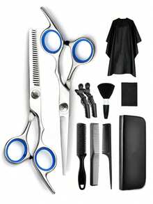11pcs Hair Cutting Scissors Kit, Professional Barber Shears Set With Hair Scissors Thinning Shears, Hair Cutting Sheers Hair Cut Blending Salon Scissor For Men Women Pet, Hair Tools, Hair Products And Accessories For Barber Salon Beauty Travel Essentials, Back To School, Travel Holiday Essentials, Hair Accessories For Women, Slick Back Brush, Barber Accessories, Hair Dryer, Hair Tools, Hair Stuff, Hair Care, Curly Hair Brush, Barber, Barber Accessories, Hairdressing Equipment, Travel Essentials, Travel Essential, Hairstyle, Hairdressing,Hair,Travel,Hair Products,Hair Tools,Hair Stuff,Barber,Barber Accessories,Barbershop,Hairdressing Equipment - Multicolor - View 9