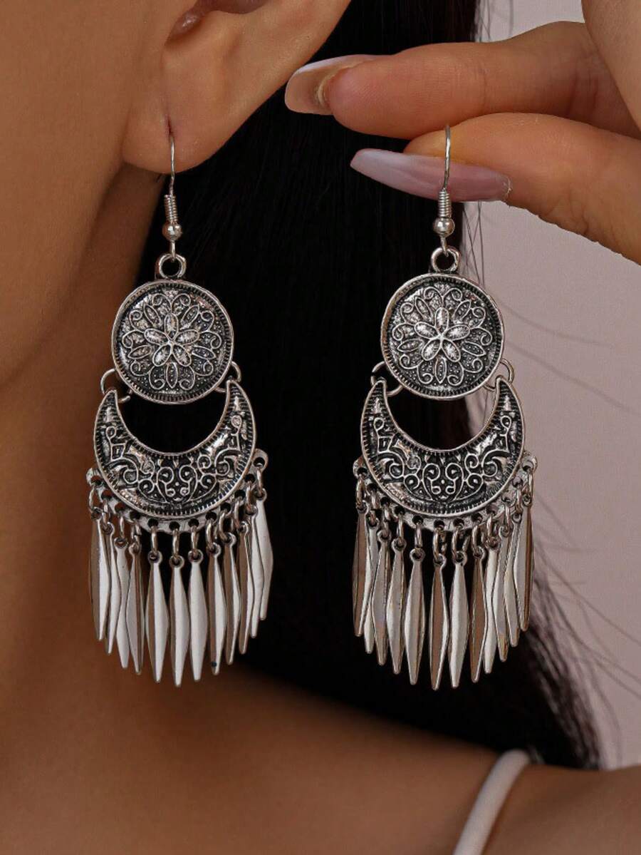 1 Pair Vintage Tassel Earrings For Women, Suitable For Ladies Vacation, Party, Holiday, Couple Date, Birthday Gift, Mother's Day Present