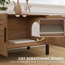 PawHut Cat Litter Box Enclosure W/ Tall Legs, Scratching Board, Dark Brown - Brown - View 6
