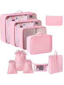 10件/套旅行收纳袋、化妆刷架、鞋套、洗漱包、化妆包、化妆品收纳袋、化妆刷架、行李包、手提包、电缆收纳袋 - 多色 - 查看 10