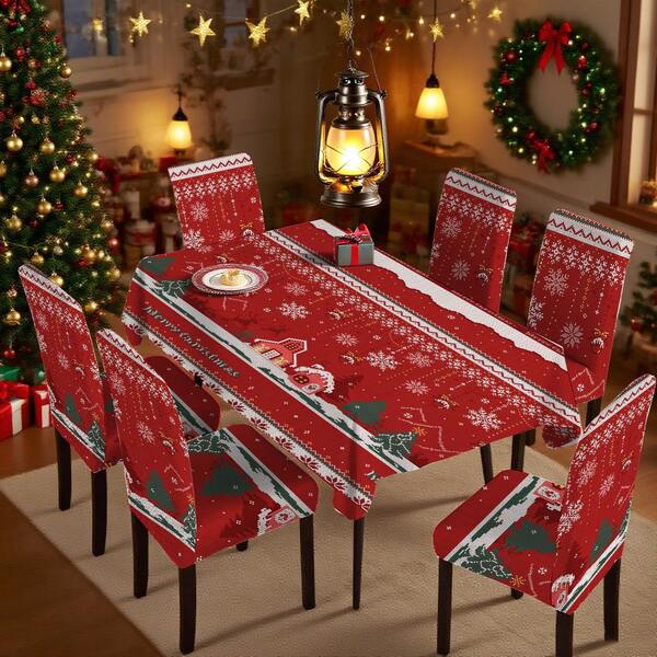 1 o 4 juegos de mesa y silla con diseño de árbol de Navidad, casa nevada, luces de Navidad y copos de nieve, de 17.7 x 23.6 pulgadas, para decoración de mesa, cena, hogar y fiesta en Navidad