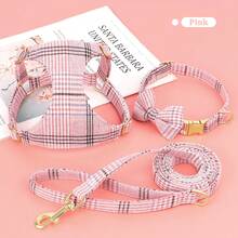 1 Set Adjustable Bow Plaid Dog Harness & Leash Set, Pet Leash & Chest Strap, Cute Pet Supplies Dog Accessories - Multicolor - View 23