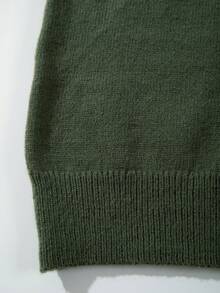 Suéter masculino ANDREILEE, estilo coreano vintage, minimalista e folgado, com estampa de letras em cores sólidas. Ideal para o trabalho no outono e inverno. - Verde - Ver 7