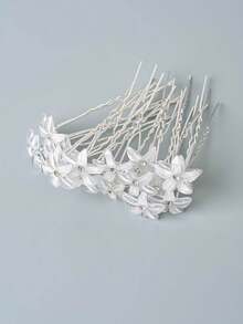 20 件银色水晶花水钻 U 型夹婚礼梳女发饰新娘头饰