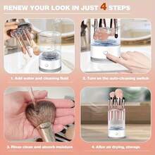 3-In-1 Automatic Makeup Brush Cleaner (Cleansing + Drying + Storage), New USB Electric Rotary Type, Includes Silicone Pad, Suitable For All Size Makeup Brushes, Thoroughly Cleans, Beauty And Health, Makeup Tools, Makeup Brush Accessories, Christmas Gift, New Year's Gift.,Travel,Travel Essential,Valentine's Day,Cheap,Travel Makeup Brush,Gifts For Women,Makeup Artist,Professional Complete Makeup Kit - White - View 5