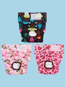 Washable Reusable Premium Female Dog Diapers, Medium Large Small Dog Doggie Puppy & Doggy Diapers Female,Period Panties In Heat (Pack Of 3, Medium)