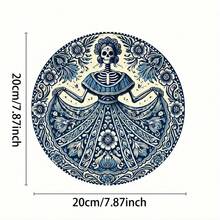 8 X 8 Inch Dia. Day Of The Dead & Cinco De Mayo Sugar Skull Flower Wreath Outdoor Hanging Decoration - Aluminium Material - 彩色 - 查看 2