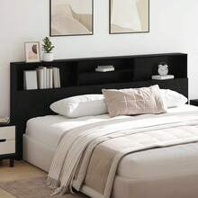Mobiletto con testiera in rovere nero Larryhot 220 x 19 x 101,5 cm, robusto e durevole, facile da montare, stile decorativo, adatto per la camera da letto - nero - Visualizzare 1