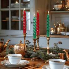 2pcs Cute Candy-Colored Spiral Taper Candles (Length: 20cm/7.87in), Suitable For Home Decor, Dinner Party, Wedding, Valentine's Day, (Red/White/Black/Green/Pink/Purple) Gifts, Birthday, Graduation, Romantic European-Style Elegant Holiday Home Decor, Unscented Twist Candles, Atmosphere-Creating Photography Prop, Christmas Decorations, Christmas Gifts