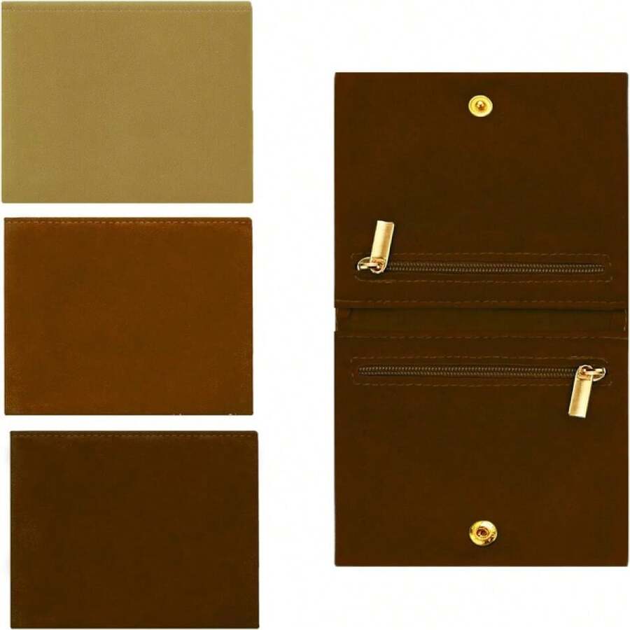 3pcs Small Jewelry Bags Zipper Jewelry Pouches Jewelry Organizer Cases Jewerly Rolls Small Bags For Jewelry Gift Bags Little Bags For Jewelry Travel Jewelry Pouch, 4"X4", Brown,19603928