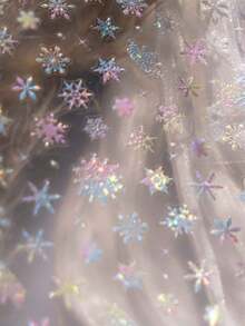 Shiny Colorful Snowflake 5D Nail Stickers, Vibrant Multicolored Geometric Four-Pointed Star Nail Decals, Holiday Self-Adhesive Nail Art Decoration - Multicolor - View 5