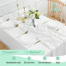 6/12Pack White Cheesecloth Table Runner 17x108Inch Spring Easter Cheese Cloth Table Runner 9FT Boho Gauze Table Runners Rustic Sheer Table Runners For Wedding Bridal Party Decor - 白色 - 查看 8