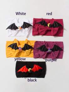1pc Halloween Baby Headband, Cute Bat & Bow Design Children Hair Accessories, Soft Hair Decor Suitable For Halloween Kids Costume