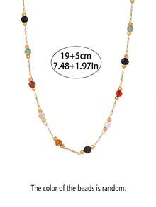 1 buc brățară de gleznă cu mărgele geometrice, brățară de gleznă personalizată pentru femei din oțel titan multicolor, cu cristale artificiale, potrivită pentru purtare zilnică - Multicolor - Vizualizare 3