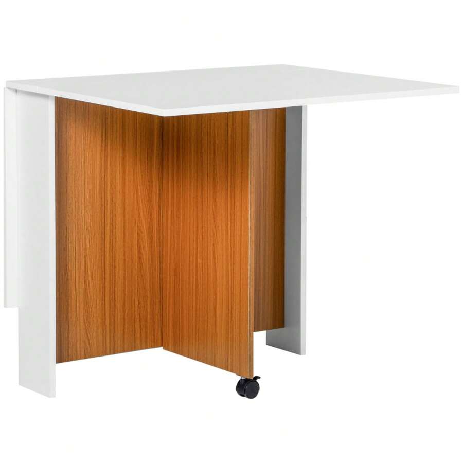 Folding Table Mobile Dining Table With Folding Worktop And Castors, Versatile Side Table For Kitchen And Dining Room In White - 1 - 查看 1