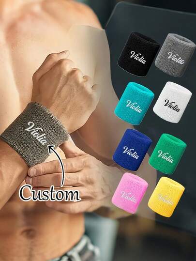 Muñequeras deportivas personalizadas, bandas de sudor deportivas personalizadas para hombres y mujeres - Bandas de sudor que absorben la humedad, bandas de sudor para tenis, baloncesto, voleibol, fitness, bádminton, running, protección de muñeca, accesorios de toalla de sudor para gimnasio