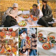 Plastic Plates And Bowls Sets, Dishwasher And Microwave , Reusable, Lightweight Unbreakable Dinnerware Sets 8, 32 Pcs - Kitchen, Camping, Outdoor, RV - Wheat Straw Look - 橘子 - 查看 5