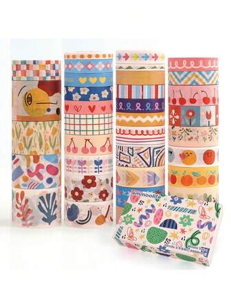 35 Rolls Washi Tape Set, Vibrant Colorful & Adorable Cute Floral Pattern Writable Decorative Tapes - Perfect For Scrapbooking, Journaling, Junk Journal Supplies & Bullet Journaling (Ideal Gift For Women, Girls) | 5-30mm Wide, 9.84ft Long Per Roll, Easy To Tear & Reusable, No Residue Left
