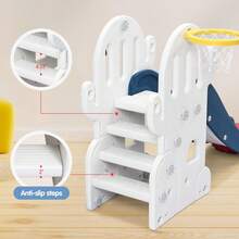 7 In 1 Toddler Slide And Swing Set,Kids Freestanding Climber Slide PlaySet,Toddler Slide Set With Adjustable Swing And Basketball Hoop,Soccer Golf And Ring Toss Game,Outdoor Indoor Playground For Toddlers Age 1-3 - Azul - Ver 5