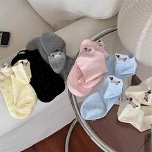 5-Pairs Women's Cute Dachshund Dog Socks - Soft Pastel Colors (Pink/Beige White/Blue/Yellow/Black) - Breathable Ankle Socks For Everyday, Gym, Travel - Machine Washable Summer Shoes For Women, Gym Accessories, Playful Sock Patterns, Comfortable Wear - Multicolor - View 4