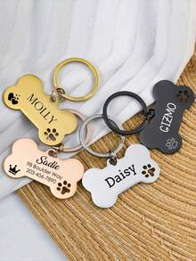 1pc Customized Pet Dog Tag, Fashionable Personalized Double-Sided Deep Engraved Cat & Dog Tag, Personalized Cat & Dog Puppy Pet ID Pendant, Collar Pendant - Multicolor - View 6