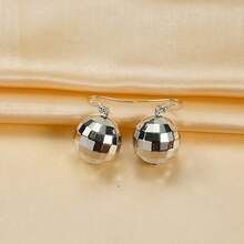 Vintage Disco Ball Earrings Boho Style Birthday Valentine's Day Anniversary Gift Jewelry For Women Girls - 銀色 - 查看 3