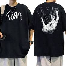 Korn Rock Metal Band T-Shirt International Music Unisex Male Female 100% Cotton Premium Top Streetwear Launch Immediate Shipping Various Colors!! Plus Size - màu đen - Xem 1