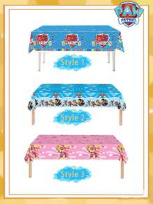1pc Paw Patrol Cute Disposable Party Tablecloth, Cartoon Decor, Birthday Party, Christmas, Thanksgiving And New Year Tablecloth - Multicolor - View 1
