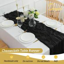 6/12Pack Black Cheesecloth Table Runner 17x108Inch Spring Easter Cheese Cloth Table Runner 9FT Boho Gauze Table Runners Rustic Sheer Table Runners For Wedding Bridal Party Decor - 黑色 - 查看 4