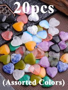1/8/10/15/20/50/100pcs Random Heart-Shaped Crystal Stones, Natural Polished Heart Gemstones, Rose Quartz & Amethyst Crystal Set, Bulk Wholesale Healing Energy Balance Meditation Gift - Multicolor - View 12