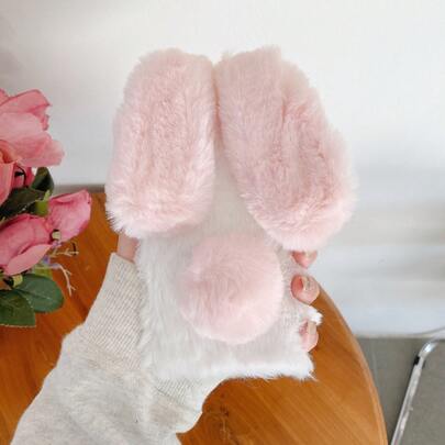 Rabbit Bow Plush Cute Heart Phone Case Compatible With Apple 16 Pro Max, 11/12/13/14/15/16 Pro Max, S25/S22/23/24+, A04/A05/A14/A15/A24/A25/A34/A54, OPPO, VIVO, Redmi 13C+, Redmi NOTE 14/13C/12/11 PRO, Enjoy/Honor Phones