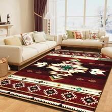 1pc Retro Boho  Geometric Pattern Area Rugs For Living Room, Floor Carpet For Bedroom, Carpets Home Decor Rugs, Homestay Hotel, Non-Slip Machine Washable Carpet, Home Decor Room Decor - Stil 4 - Visa 2