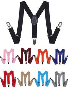 1pc Fashion Minimalist Solid Color Suspenders, Unisex Adjustable Y-Shape Elastic Braces, Suitable For Daily Wear And Holiday Gifts - Multicolor - View 1