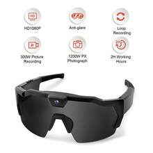 1pc 4K HD Camera Glasses,Video Recording Glasses, UHD Sports Camera, Wearable Body Cam, 2-Hour Recording, Waterproof, For Cycling Motorcycle Car Fishing, Includes 32GB Memory Card - Black - View 6
