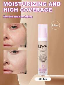 NYX Bare With Me 遮瑕精华 01 Fair Color 9.6ml/0.32 盎司遮瑕液，适用于黑眼圈和瑕疵 | 均匀肤色并提供全面遮盖 | 快速涂抹和持久保湿 | 旋盖设计 | 专业化妆师推荐 | 非常适合修容和伪装 - Fair - 查看 1