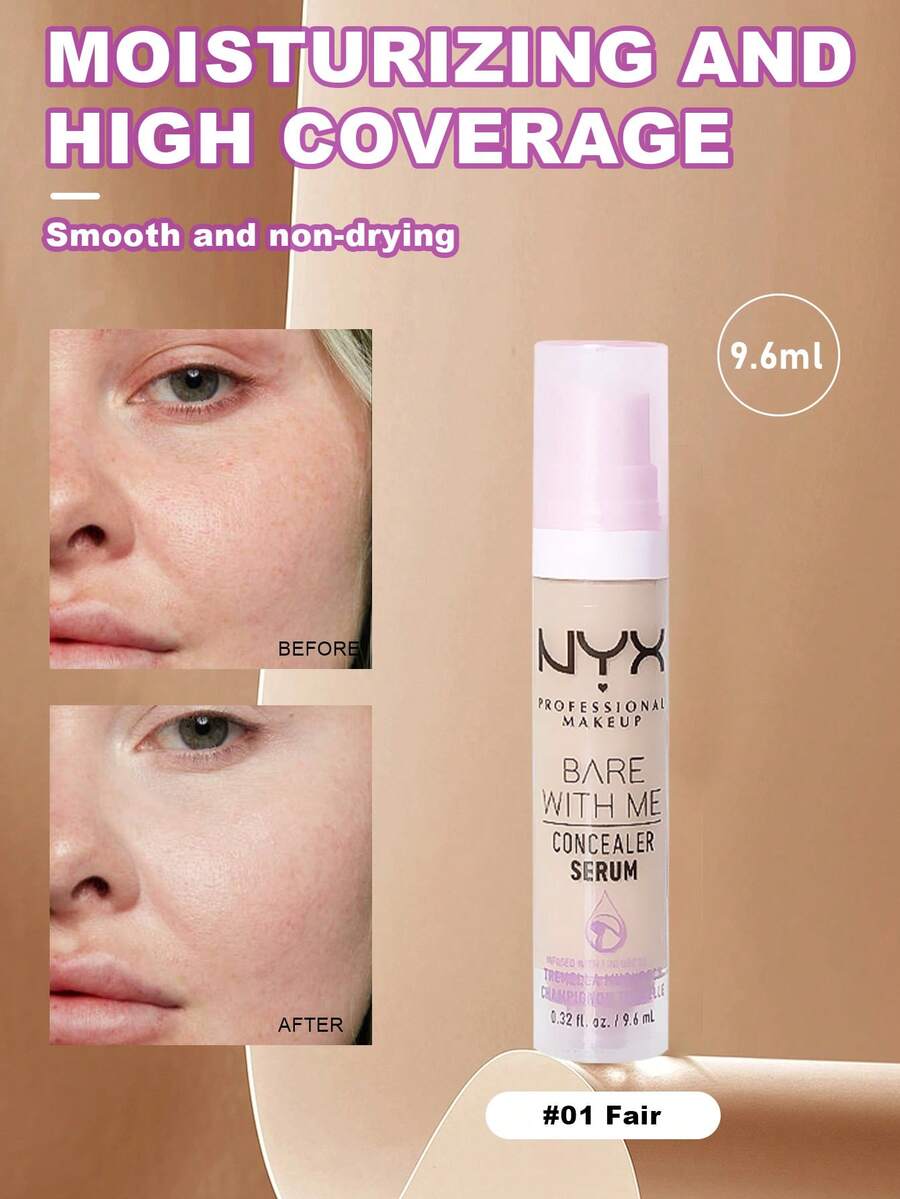 NYX Bare With Me 遮瑕精华 01 Fair Color 9.6ml/0.32 盎司遮瑕液,适用于黑眼圈和瑕疵 | 均匀肤色并提供全面遮盖 | 快速涂抹和持久保湿 | 旋盖设计 | 专业化妆师推荐 | 非常适合修容和伪装 - Fair - 查看 1