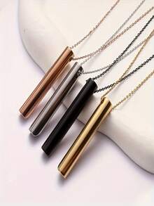 Meditation Whistle Necklace | Stop Anxiety With A Breath - Stainless Steel Stress Relief Pendant For Mindfulness & Focus, 201 Stainless Steel Meditation Pendant With Metallic Whistle, Stress Relief Gift - Black - View 2